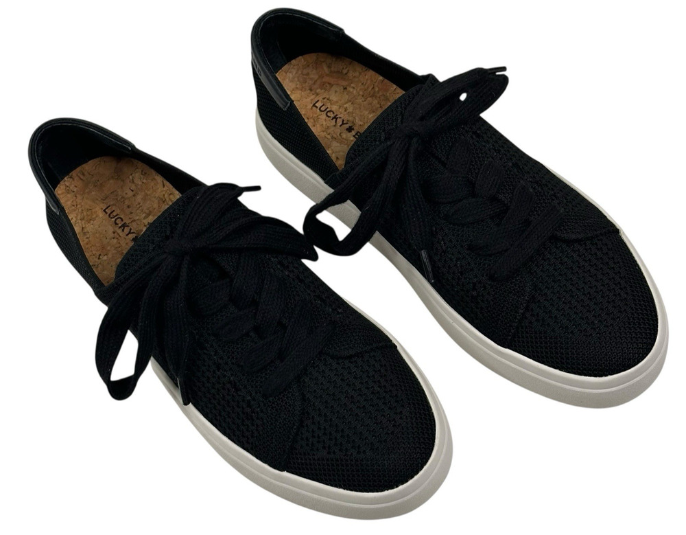 Lucky Brand Talena Black Knit Platform Sneakers Womens Size 7.5M Stretch New $79